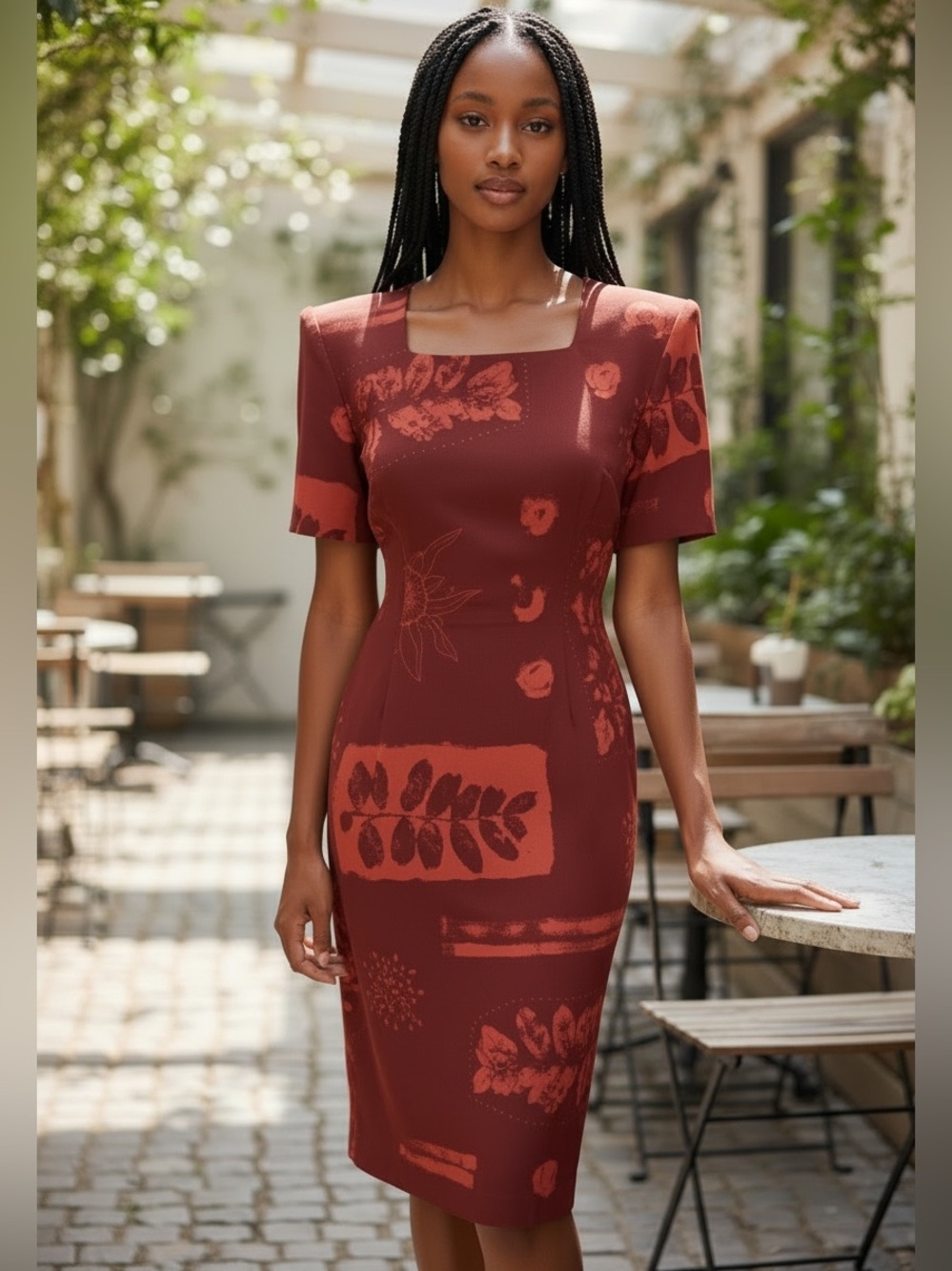 90s SILK RED & ROSE MAGGY LONDON LINED FLORAL SHEATH DRESS W PADDED SHOULDERS